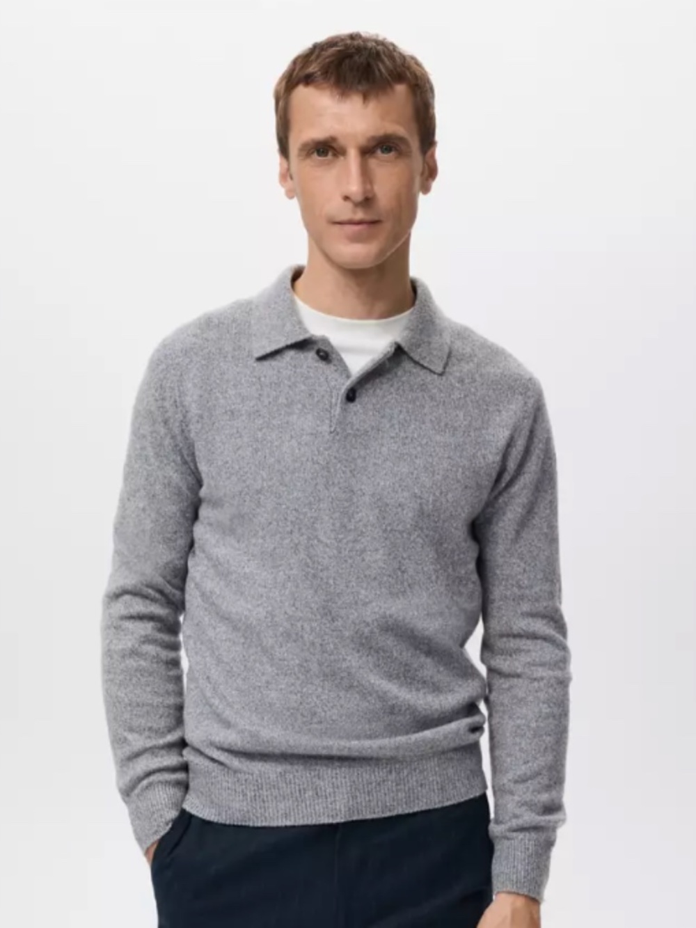 BOSS LONG-SLEEVED POLO SHIRT IN TRACEABLE VIRGIN WOOL